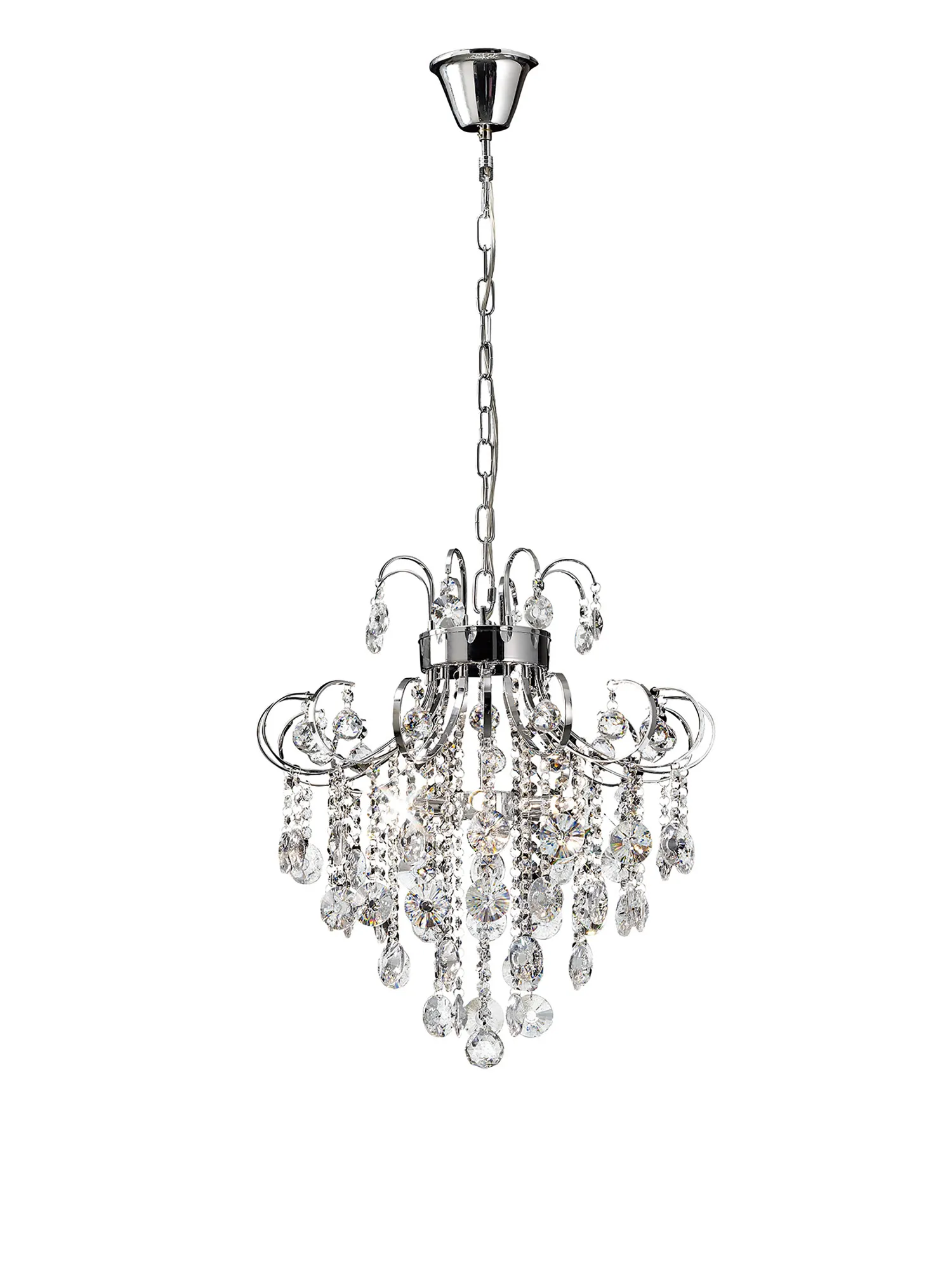 Rosina Polished Chrome Crystal Ceiling Lights Diyas Multi Arm Crystal Fittings
